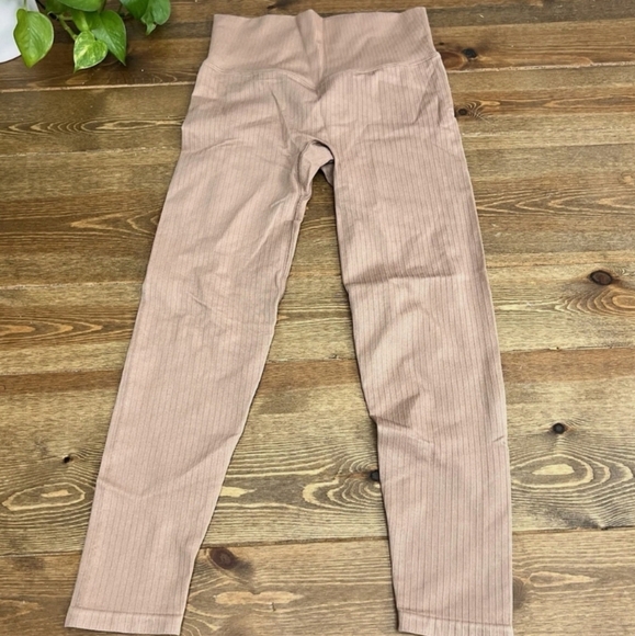 PINK Victoria's Secret Tan Ribbed Yoga Pants Leggings - Picture 2 of 6